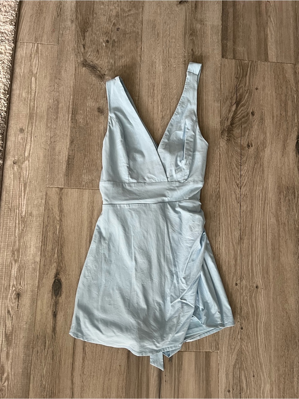 Blue Blush Light Blue V-Neck Wrap Mini Dress
